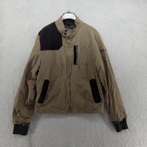 Odin New York Jacket Mens Medium Beige Olive Green Military Style Corduroy Patch